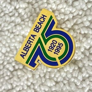 5/$35 Vintage Alberta Beach 75th Anniversary Enamel Souvenir Pin